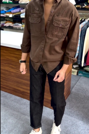 Men Standard Fit Solid Spread Collar Cotton Casual Shirt