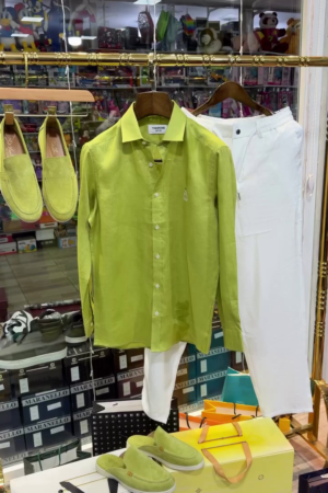 Men Light Green Solid Shirt