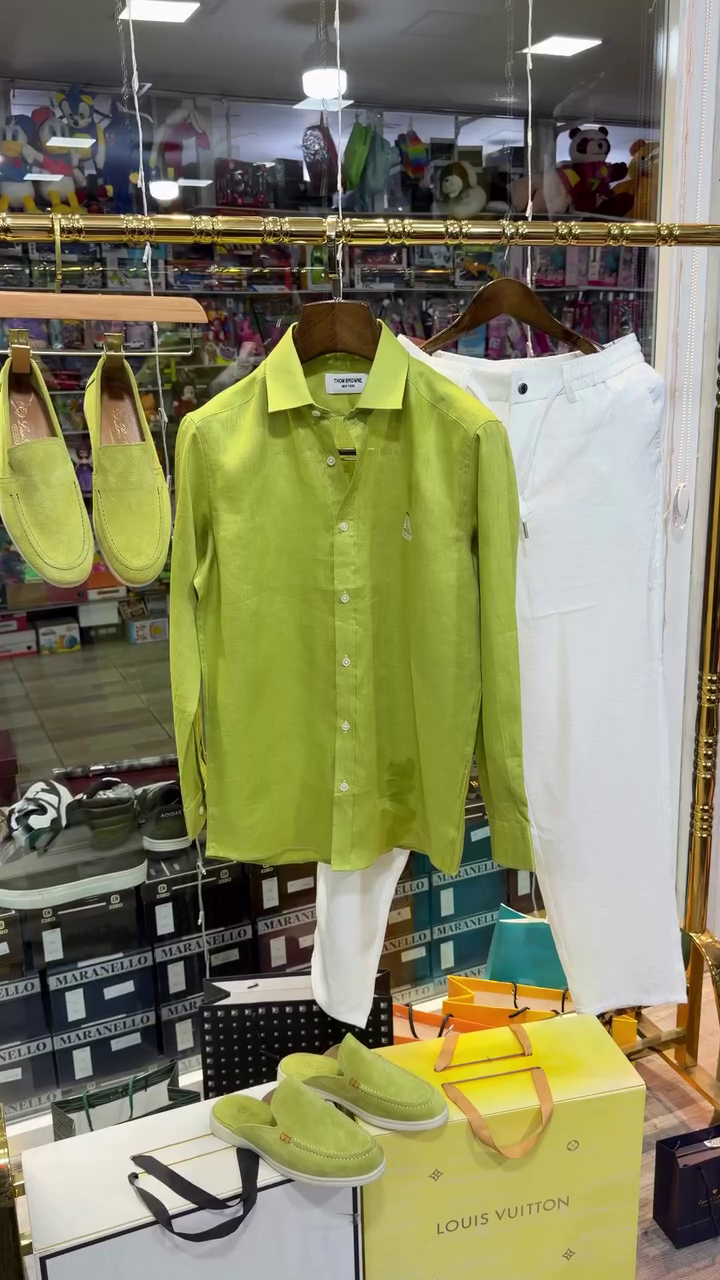 Men Light Green Solid Shirt