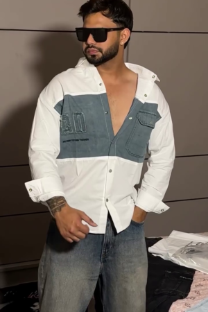 Standard Colourblocked Casual Shirt with Contrast Pockets