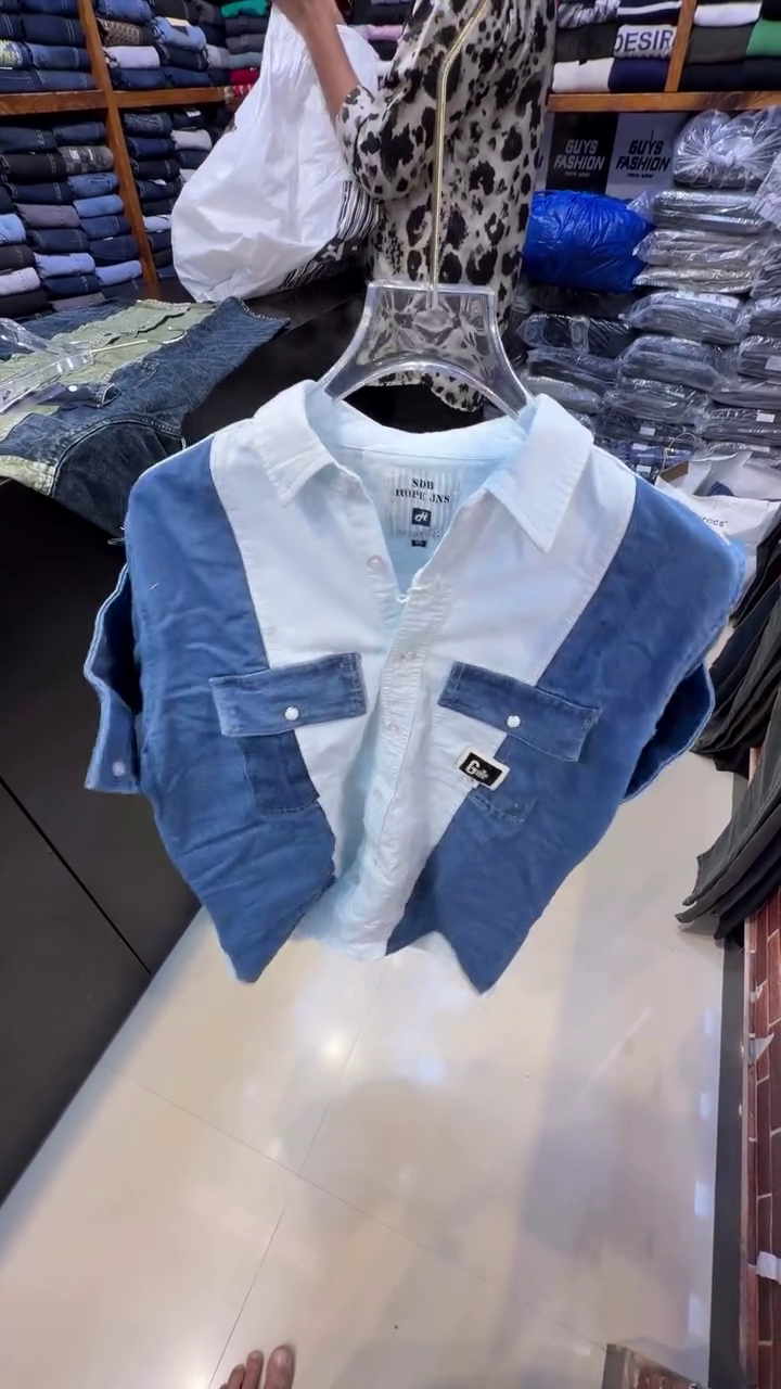 Standard Colourblocked Corduroy Denim Shirt - Image 7