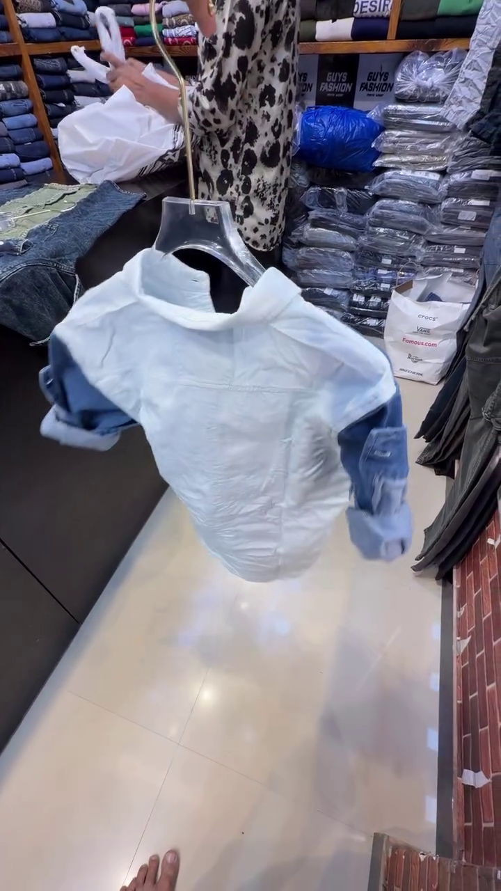 Standard Colourblocked Corduroy Denim Shirt - Image 6
