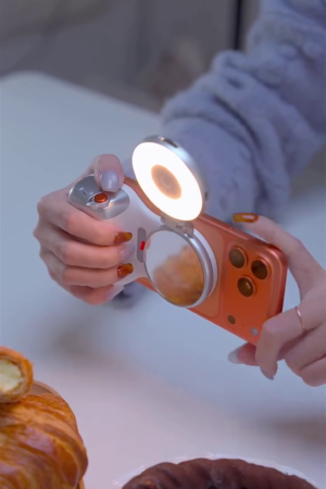 Fun Shot Smartphone Handle Grip and C03 Magnetic Selfie Light, Phone Camera Grip with Removable USB-C Charging, Bluetooth Remote Control, Mobile Phone Grip for Photography