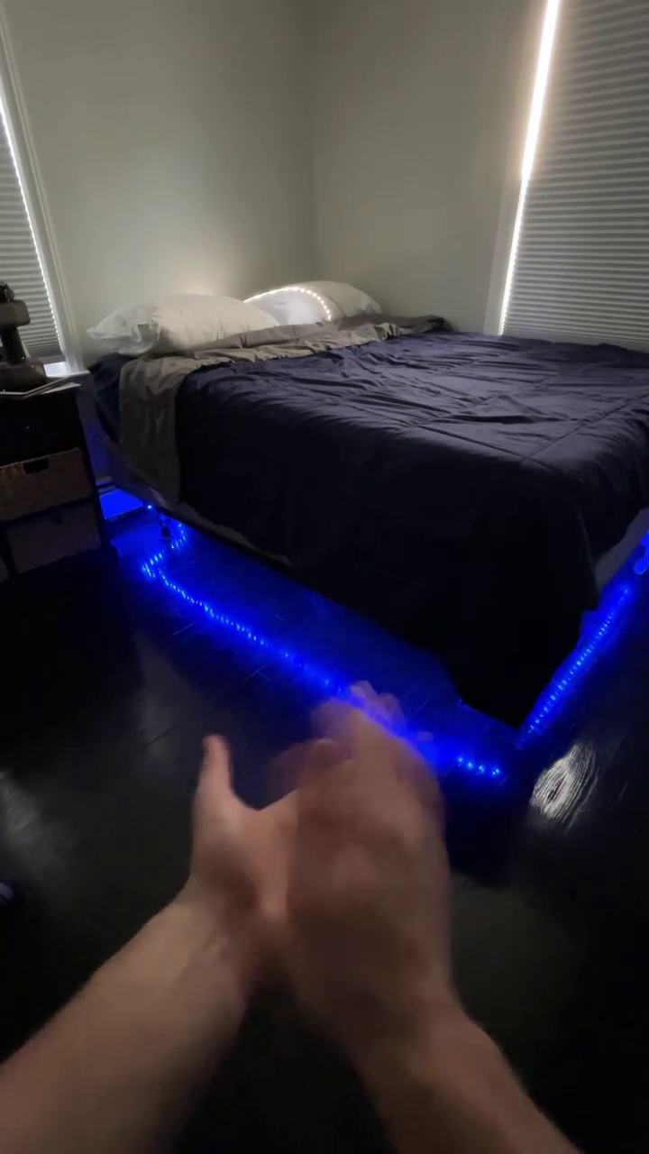Floating Bed Frame Queen Size with LED Lights, Metal Platform Queen Bed with Heavy Duty Steel Slats, No Box Spring Needed, Noise-Free, Easy to Assemble, Black