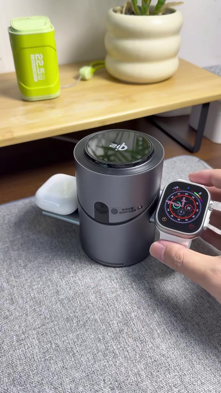 GM G+ iSmart Qi2 3-in-1 Magnetic Wireless Charger with Automatic Rotation|15W Fast Charging with Super Magnet|Pop-up Design|180° Touch Rotation|for iPhone Apple Watch Earbuds Qi2 Compatible Devices - Image 4