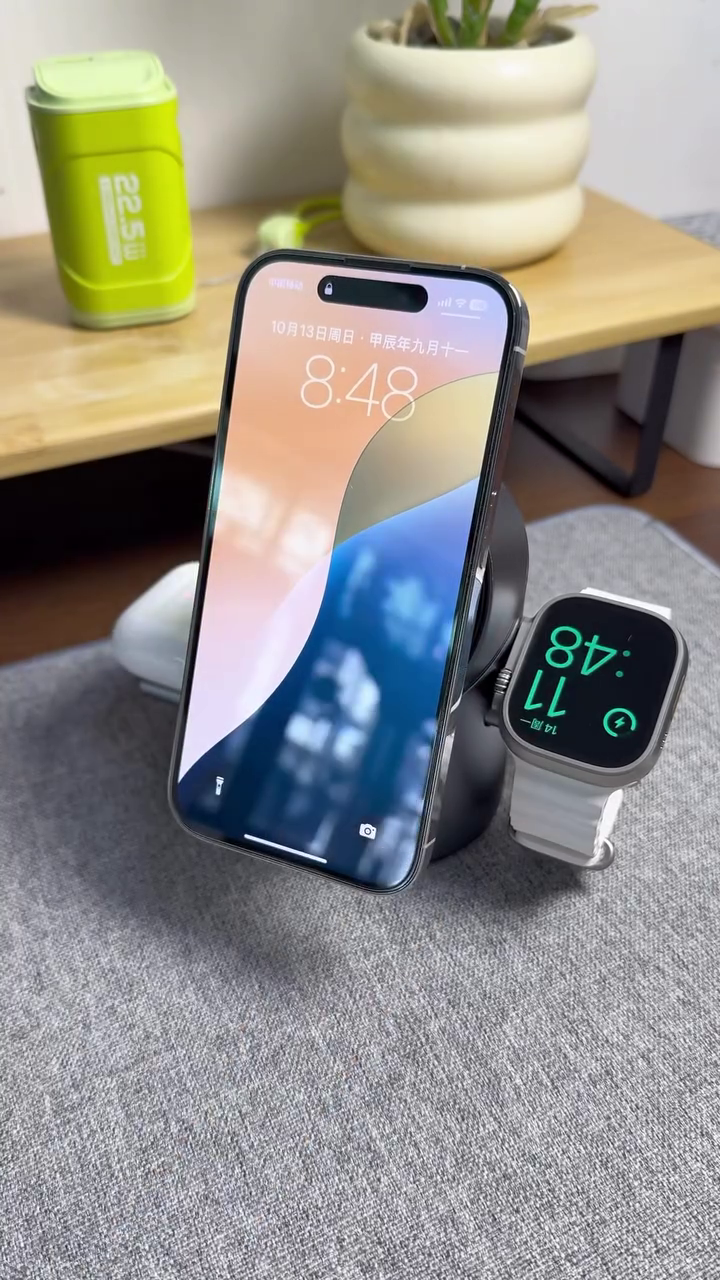 GM G+ iSmart Qi2 3-in-1 Magnetic Wireless Charger with Automatic Rotation|15W Fast Charging with Super Magnet|Pop-up Design|180° Touch Rotation|for iPhone Apple Watch Earbuds Qi2 Compatible Devices - Image 2