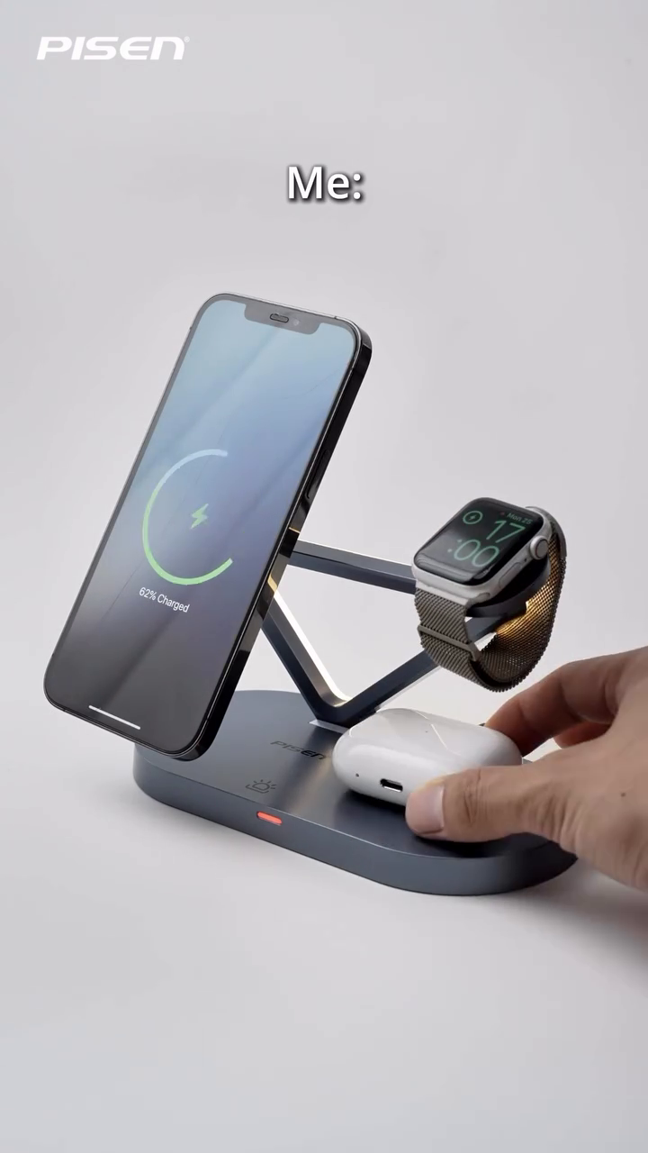 NOCO XGrid XDS3: 3-in-1 Wireless Charging Stand - Charging Station for iPhone, Apple Watch and AirPods - MagSafe Compatible, Qi2 Certified - Includes 45W USB-C Wall Charger and Cable - Image 3