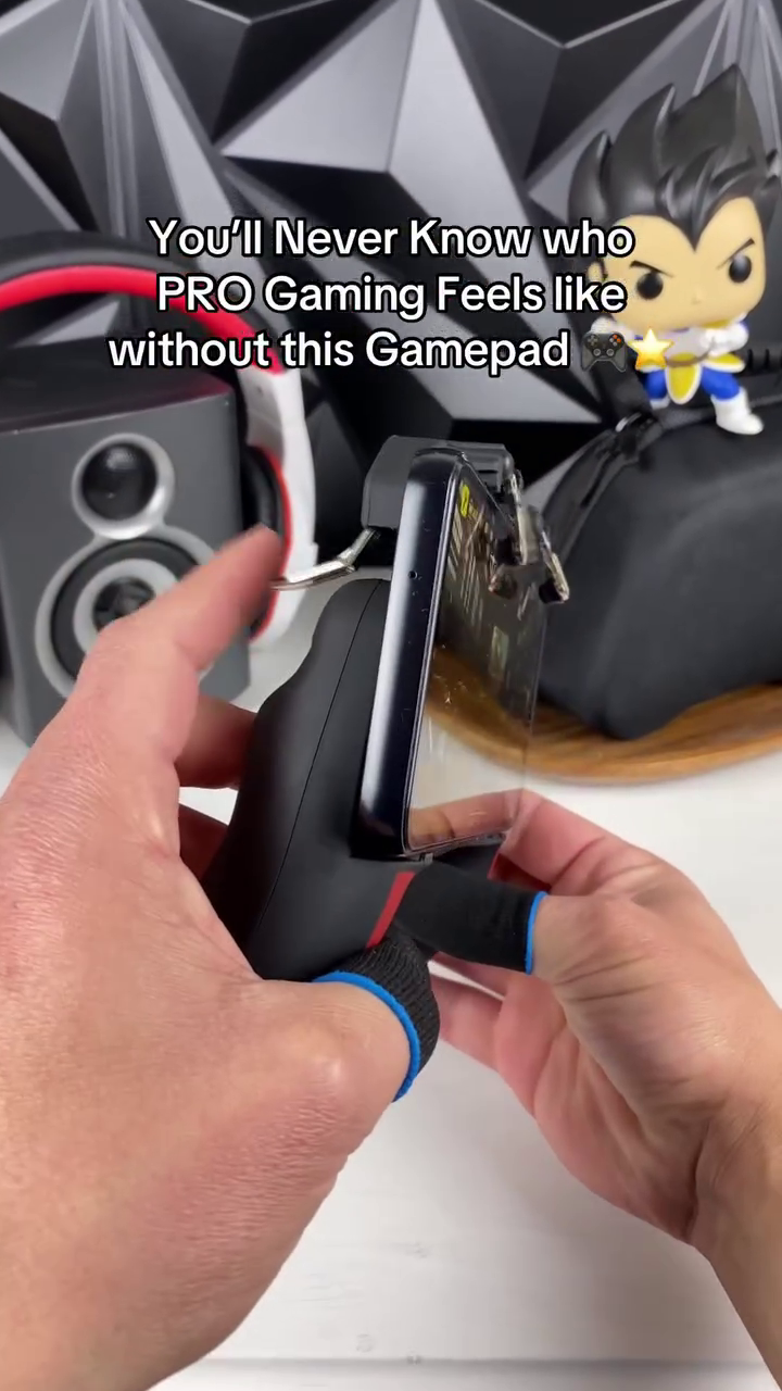 Mobile Gaming Controller Grip with Trigger Buttons and Stand, Black, for PUBG and Shooting Games - Image 7