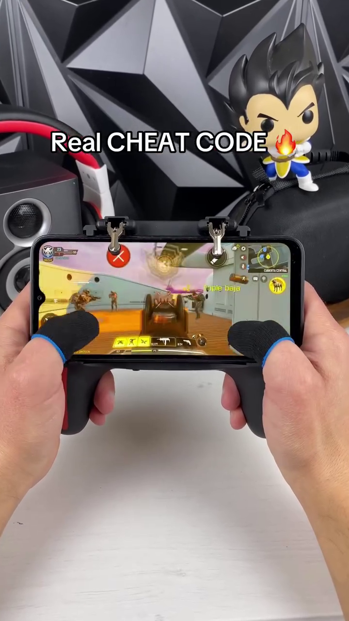 Mobile Gaming Controller Grip with Trigger Buttons and Stand, Black, for PUBG and Shooting Games - Image 3