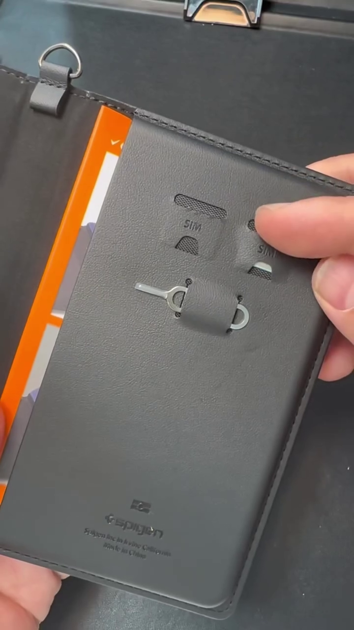 Spigen Leather Passport Card Holder Passport Wallet Travel Documents Organizer Protector Passport Holder Travel Accessories with RFID Blocking Technology SIM Card Pin Included - Black - Image 4