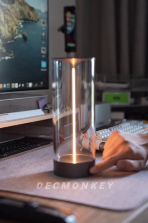 T1 Acrylic Cylinder Night Light – Plastic Base Touch Lamp with Breathing Light Mode USB Rechargeable LED Table Lamp Warm Ambient Bedside Light for Bedroom,Living Room,Home Decor,Study & Gifts