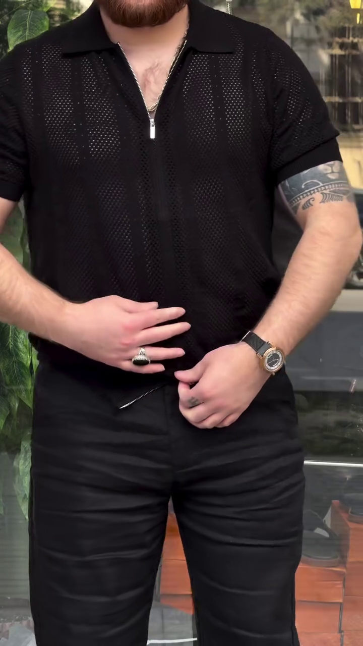 Men Printed Polo Collar T-shirt