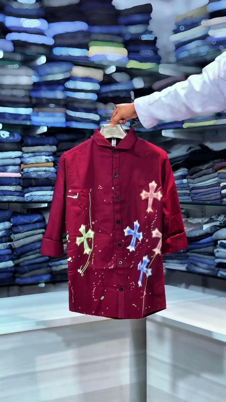 Comfort Abstract Embroidered Linen Shirt