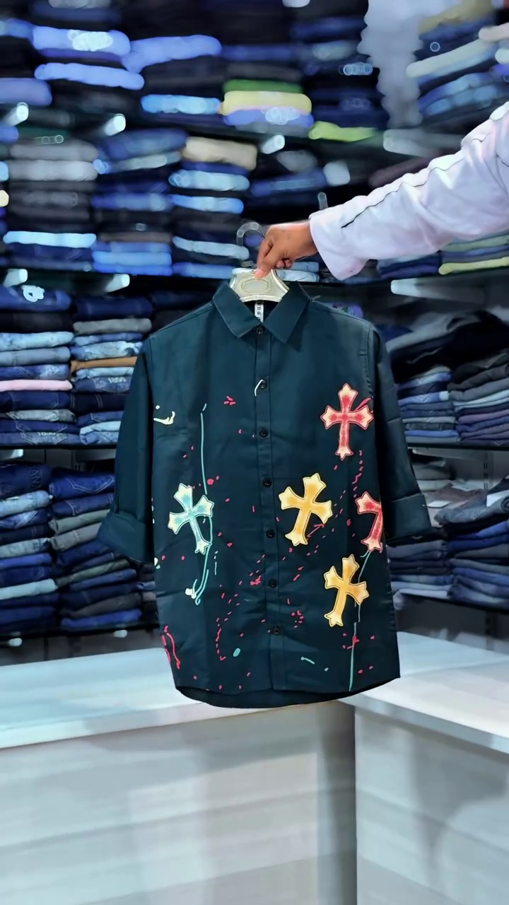 Comfort Abstract Embroidered Linen Shirt - Image 5