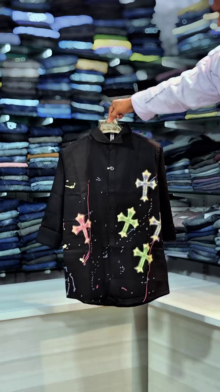 Comfort Abstract Embroidered Linen Shirt - Image 4