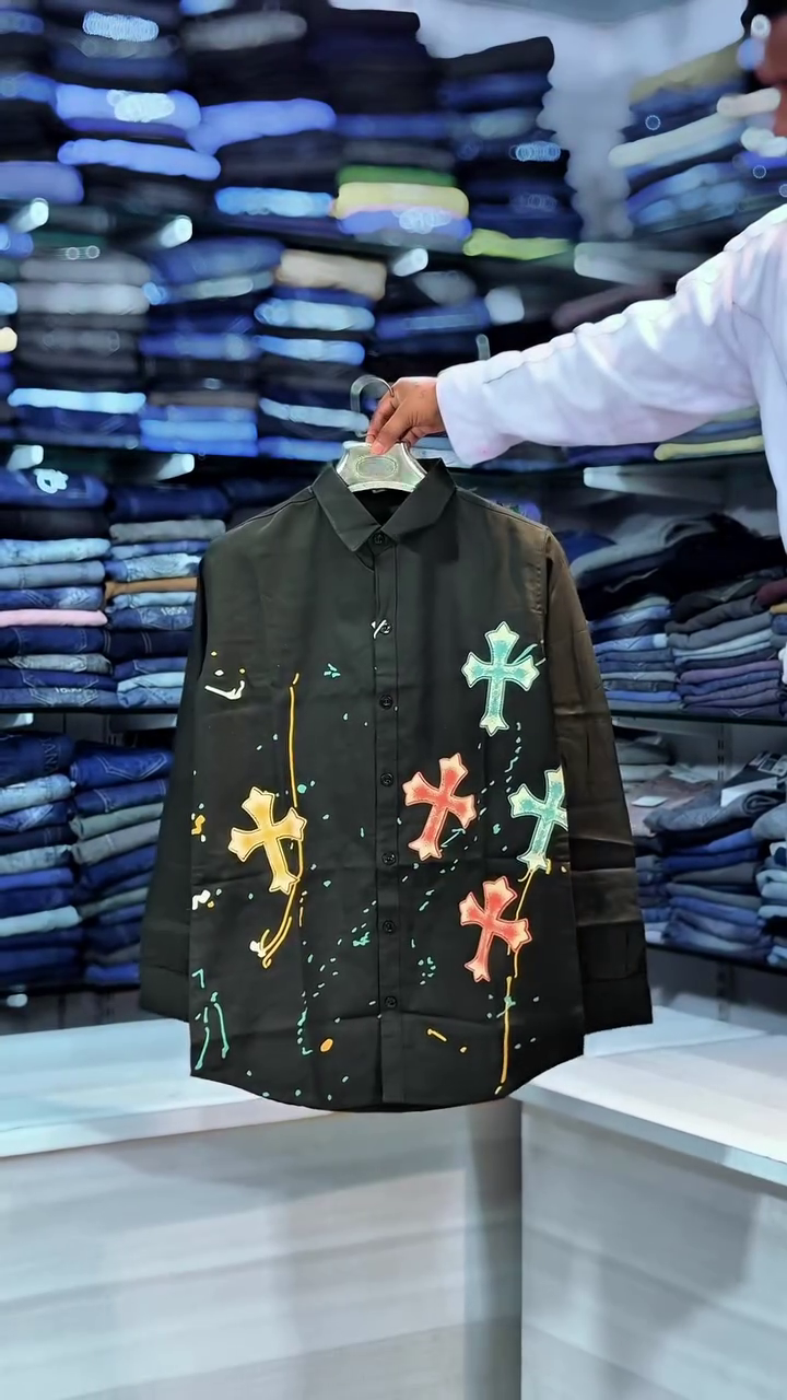 Comfort Abstract Embroidered Linen Shirt - Image 3