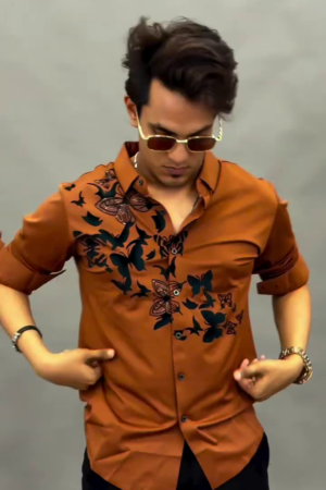 Slim Fit Floral Printed Casual Shirt