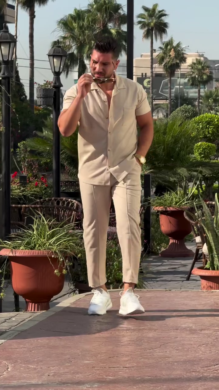 Men Premium Cotton Linen Solid Cuban Collar Relaxed Fit Shirt - Image 7