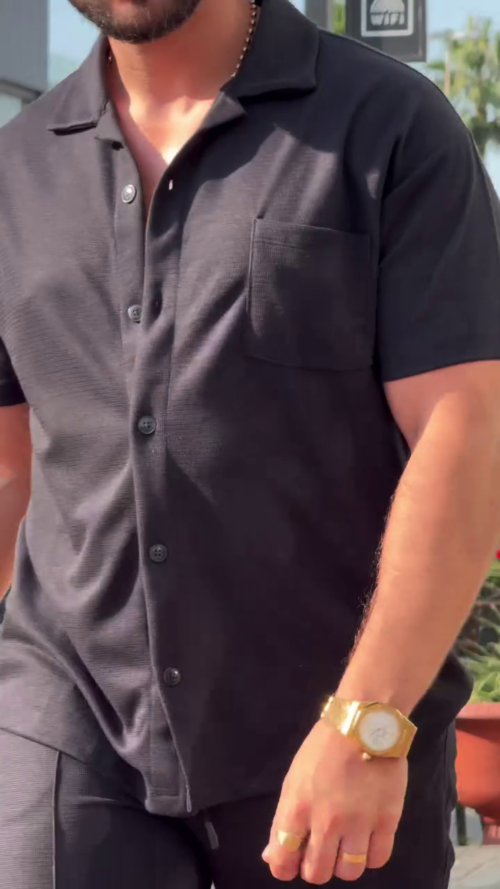 Men Premium Cotton Linen Solid Cuban Collar Relaxed Fit Shirt - Image 3