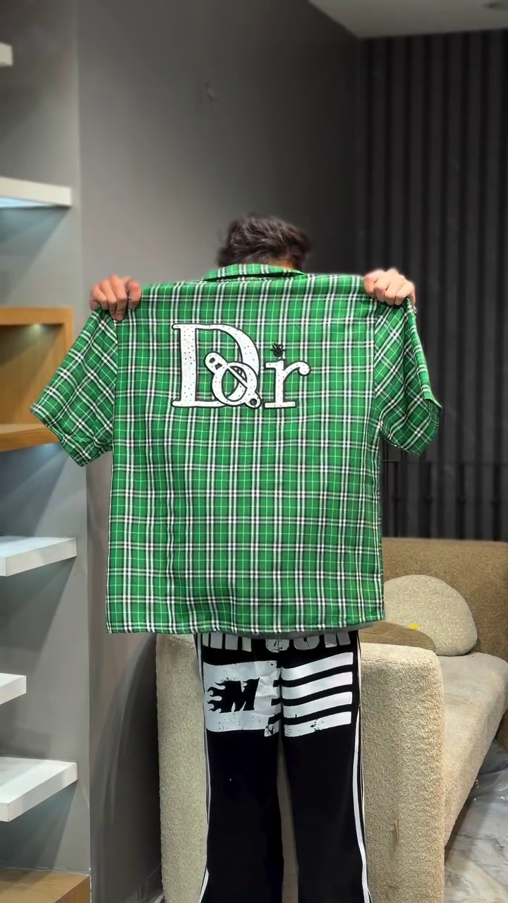 Spread Collar Short Sleeves Tartan Checks Checked Casual Cotton Shirt - Image 2