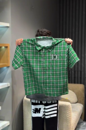 Spread Collar Short Sleeves Tartan Checks Checked Casual Cotton Shirt