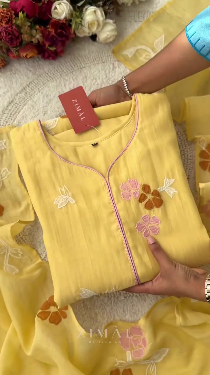 Women Floral Embroidered Cotton Kurta with Trousers & Dupatta