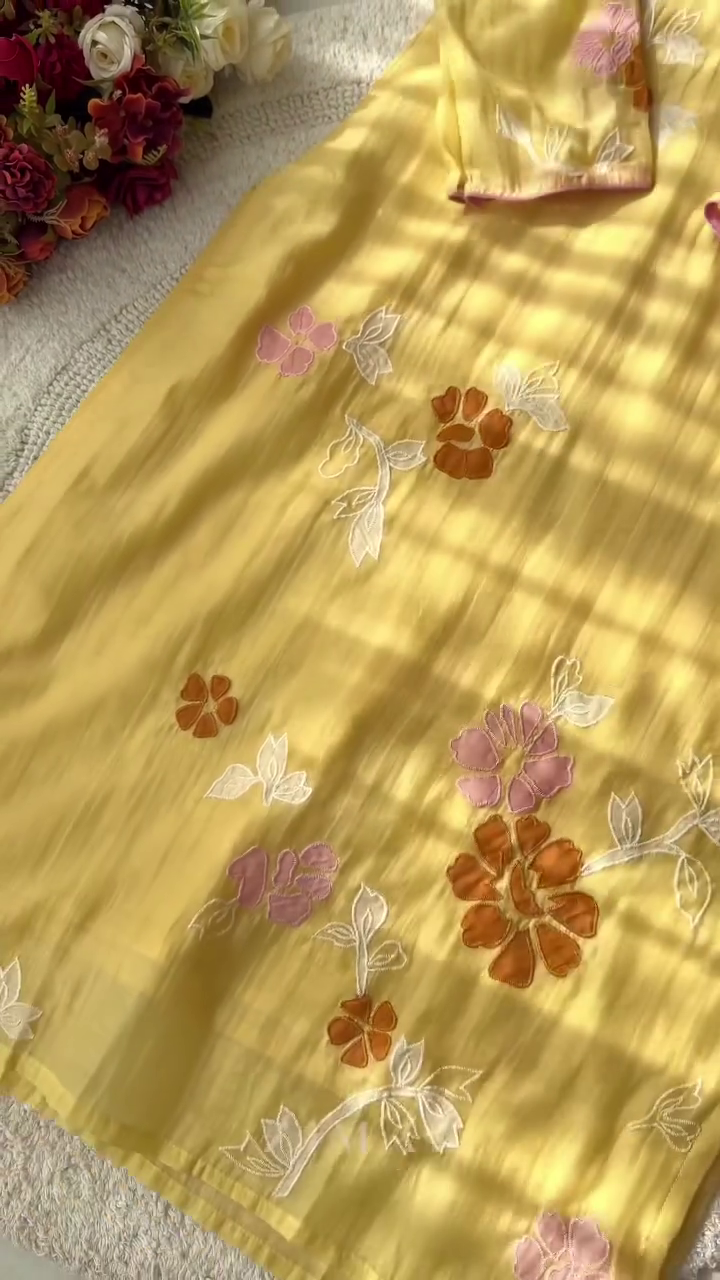 Women Floral Embroidered Cotton Kurta with Trousers & Dupatta - Image 6