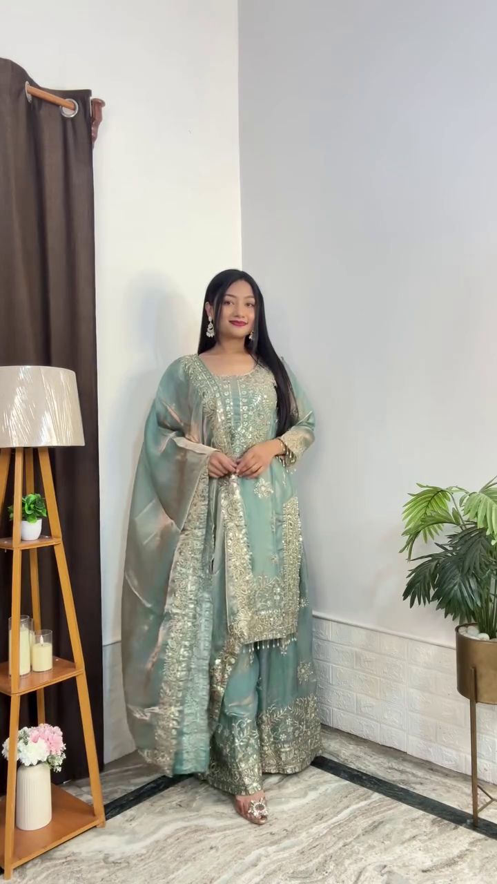 women's organza silk with heavy embroidery work readymade designer salwar suit - Image 7