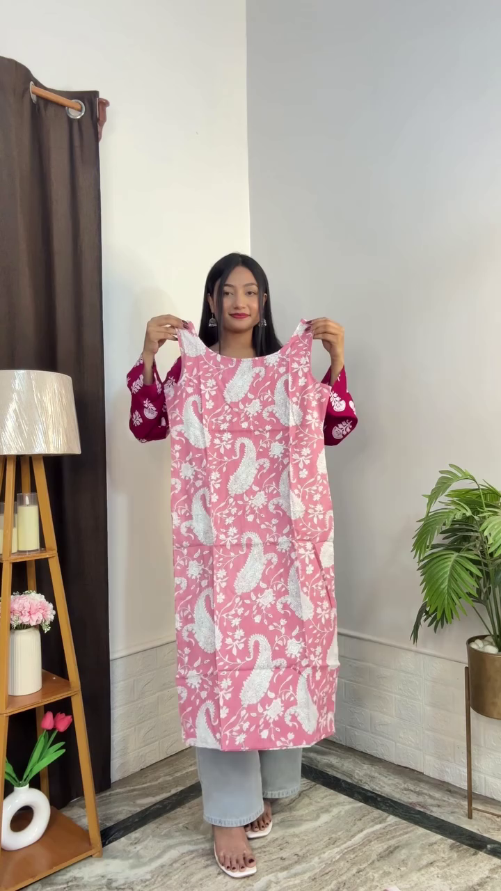Floral Printed A-Line Kurta With Palazzos And Dupatta