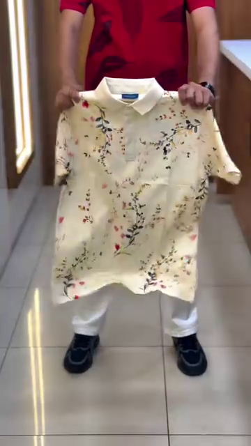 Floral Printed Polo Collar Cotton T-shirt - Image 13