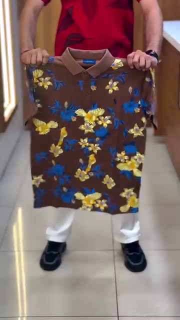 Floral Printed Polo Collar Cotton T-shirt - Image 11