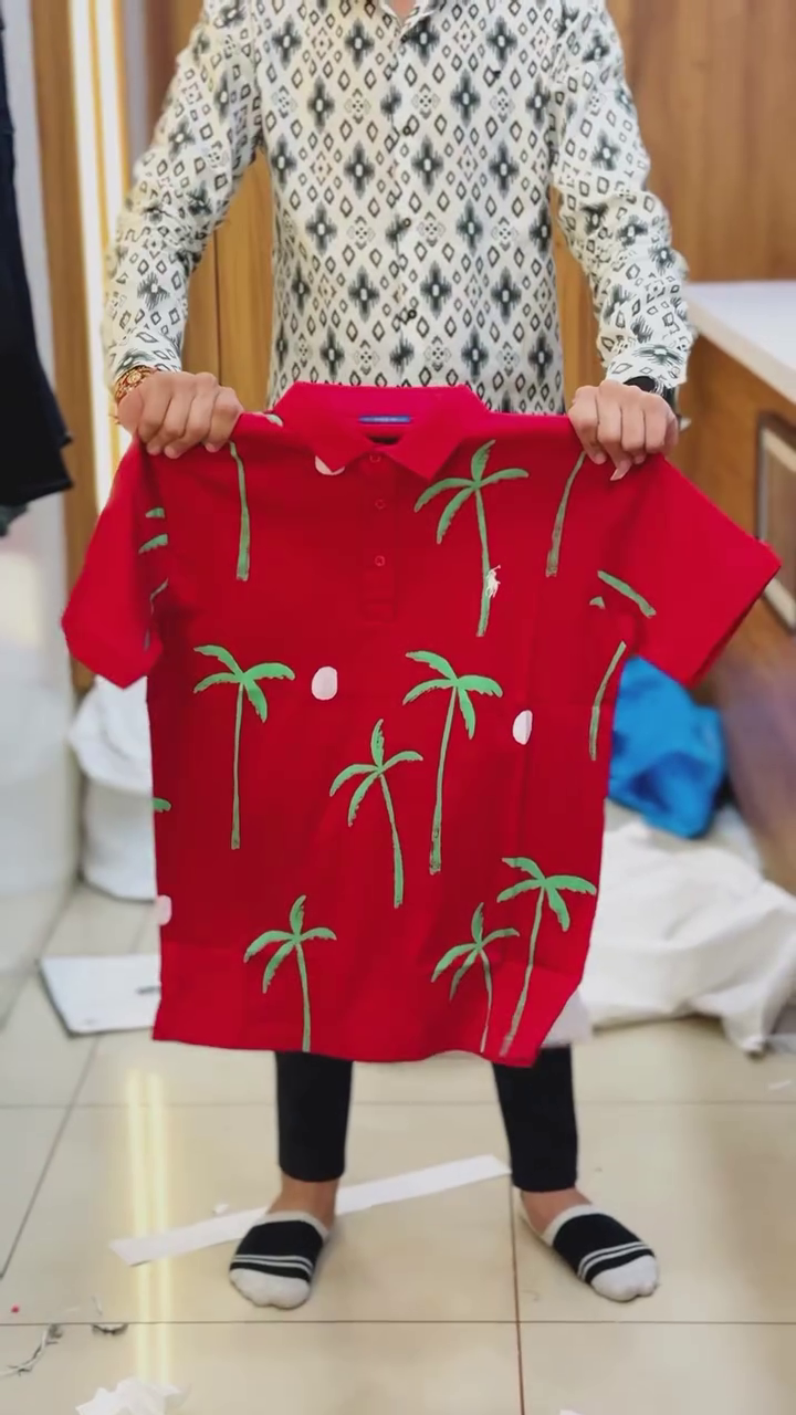 Floral Printed Polo Collar Cotton T-shirt - Image 5