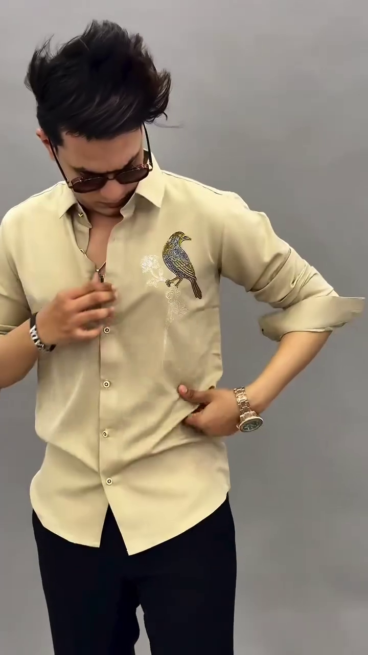 Men Embellished Slim Fit Party Shirt - Image 7