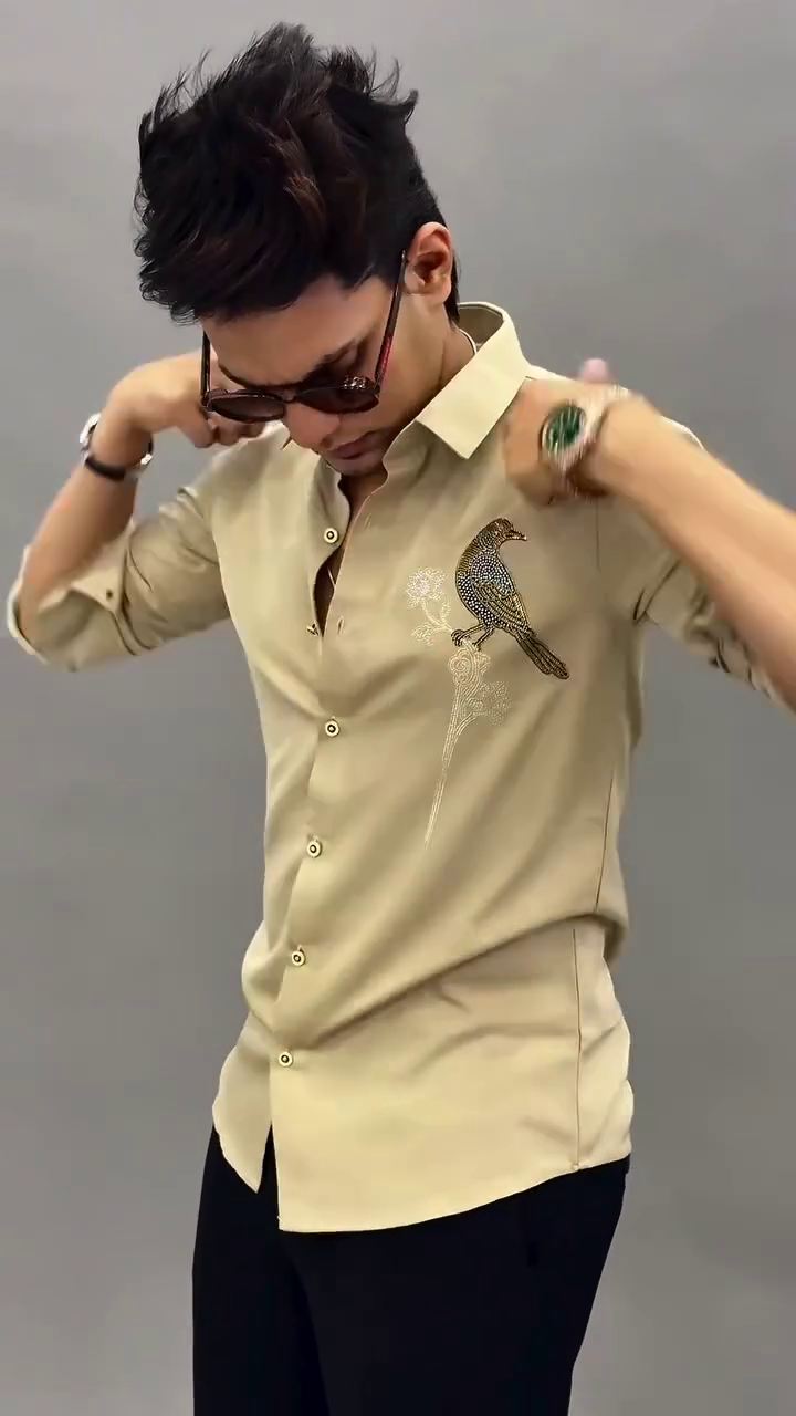 Men Embellished Slim Fit Party Shirt - Image 6
