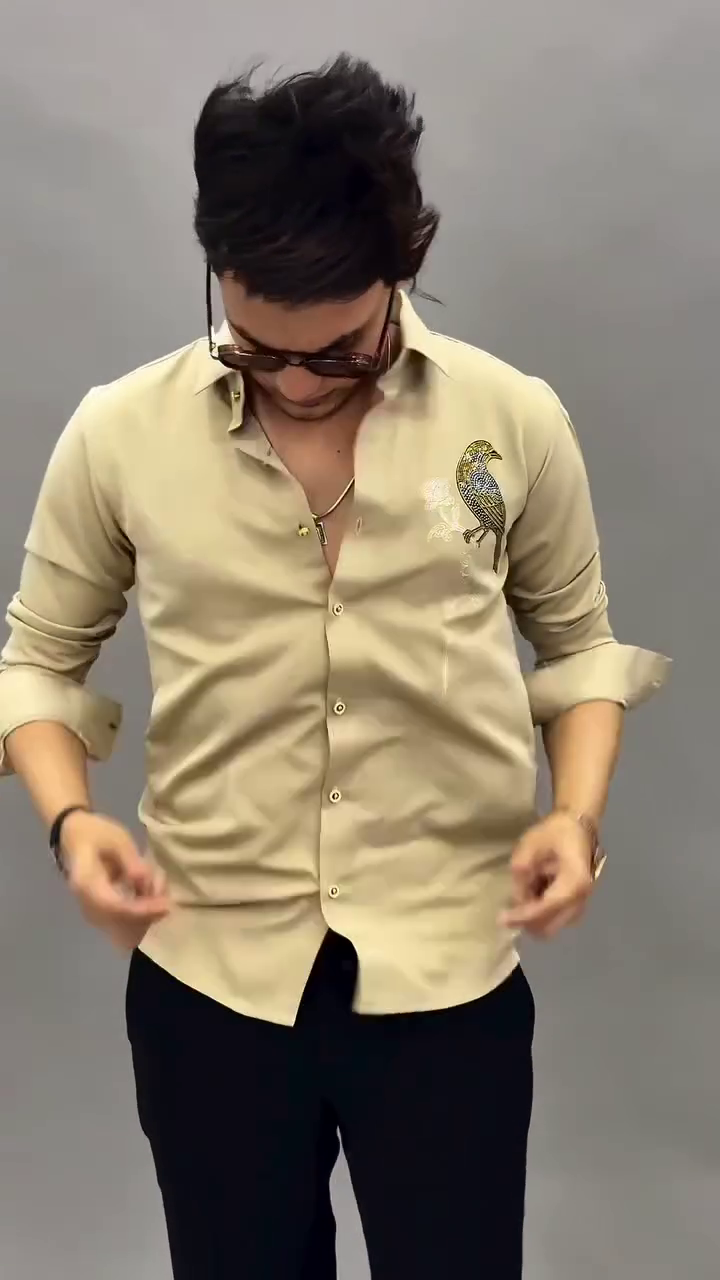 Men Embellished Slim Fit Party Shirt - Image 5