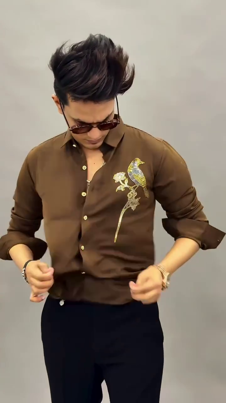 Men Embellished Slim Fit Party Shirt - Image 4
