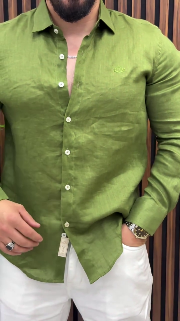 Men Olive Green Casual Shirt