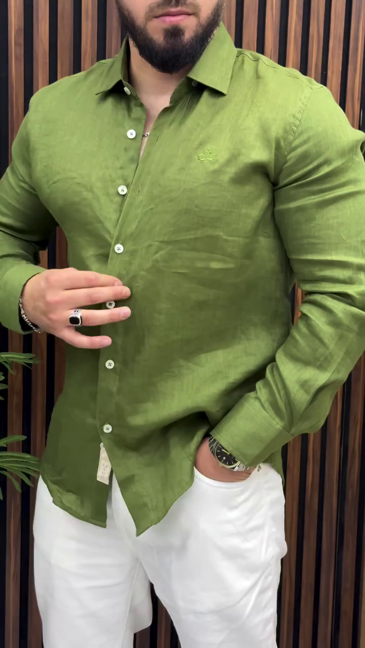 Men Olive Green Casual Shirt - Image 7