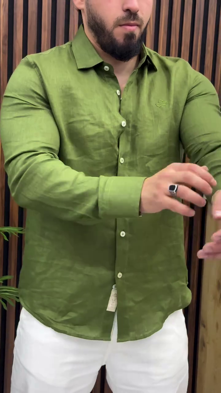Men Olive Green Casual Shirt - Image 4