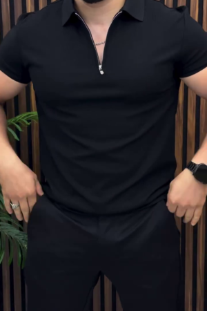 Men Polo Collar Pure Cotton T-shirt