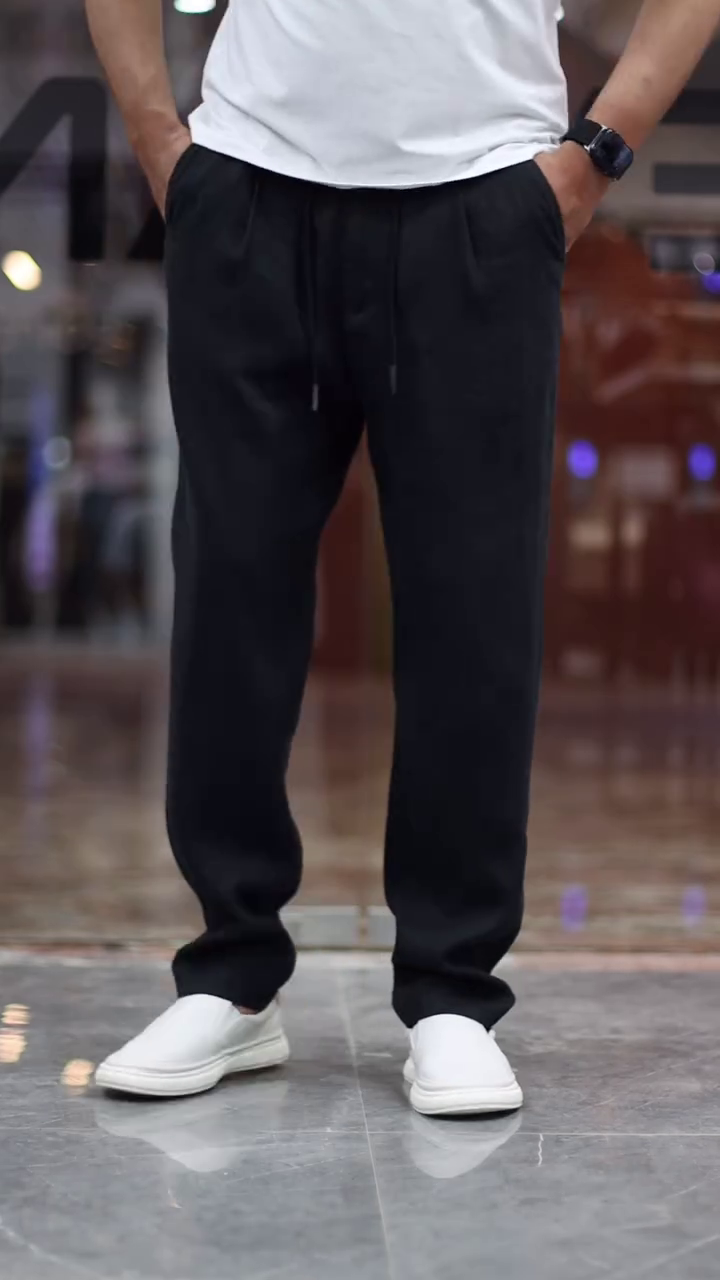 Men Relaxed Straight Leg Straight Fit Trousers - Image 2