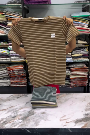 Men Relaxed Fit Striped Crew Neck Half Sleeves Tshirt
