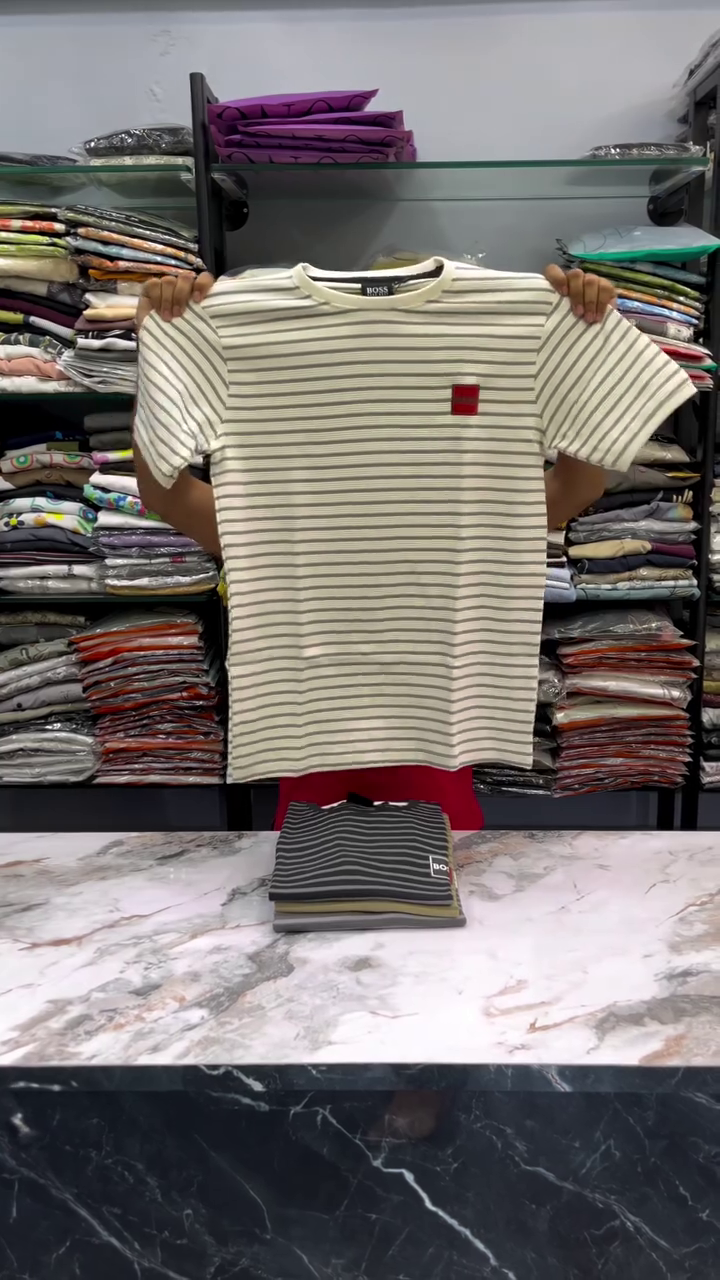 Men Relaxed Fit Striped Crew Neck Half Sleeves Tshirt - Image 5