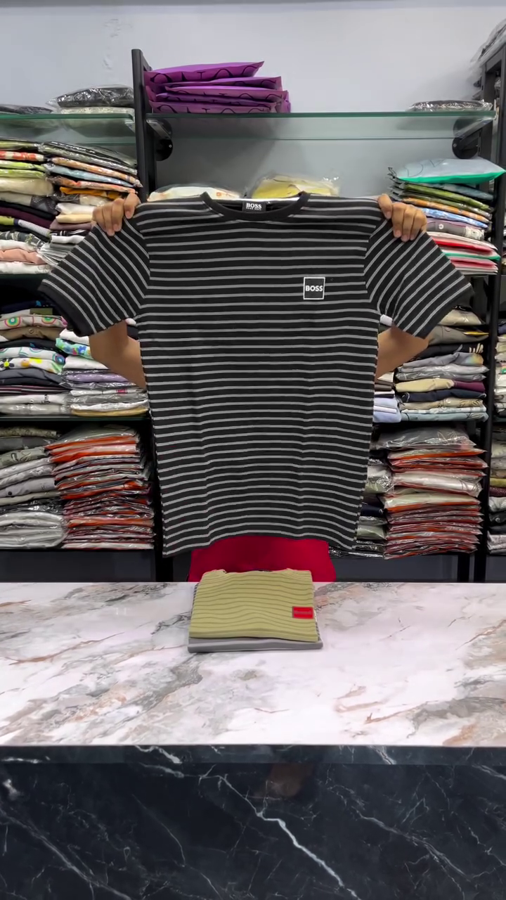 Men Relaxed Fit Striped Crew Neck Half Sleeves Tshirt - Image 4
