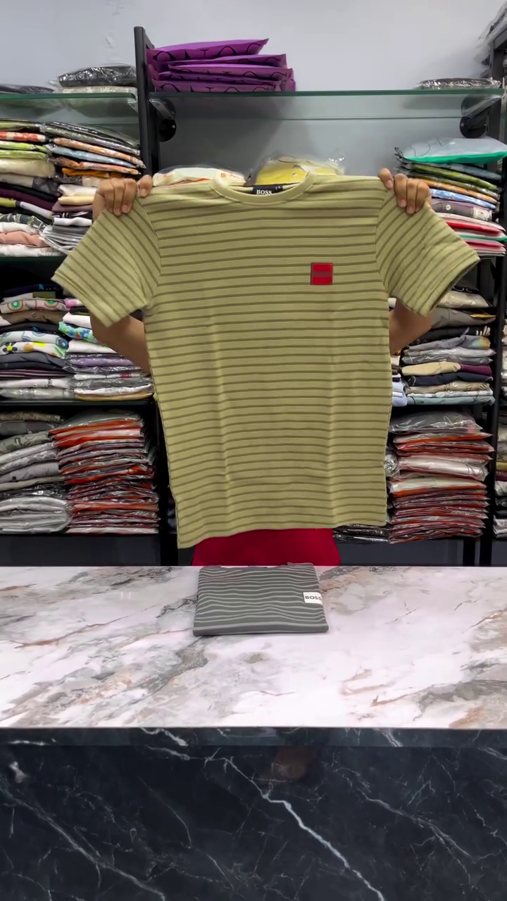 Men Relaxed Fit Striped Crew Neck Half Sleeves Tshirt - Image 3