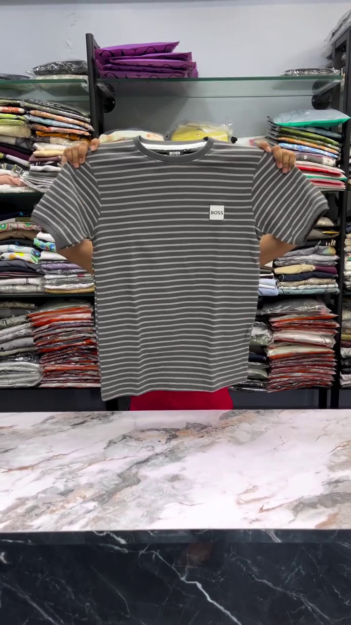 Men Relaxed Fit Striped Crew Neck Half Sleeves Tshirt - Image 2